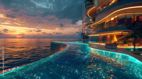 Enchanting Sunset Oasis Luxury Resort s Holographic Underwater Wonderland