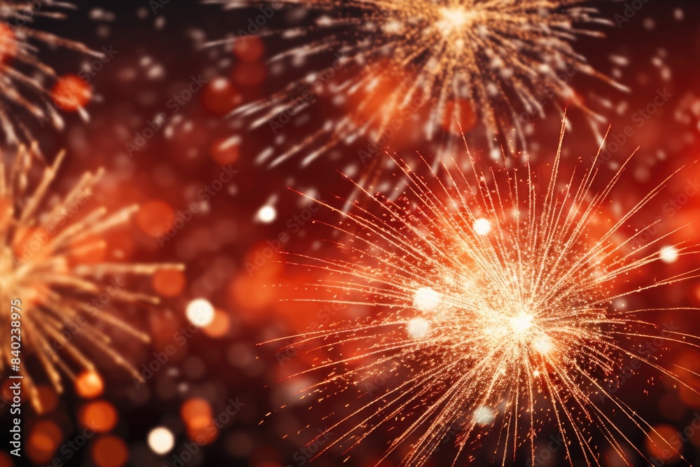 Fototapeta premium Aerial display of colorful fireworks exploding in the sky