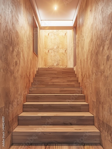 A staircase leading up to the top of a set of stairs, great for architecture and interior design images