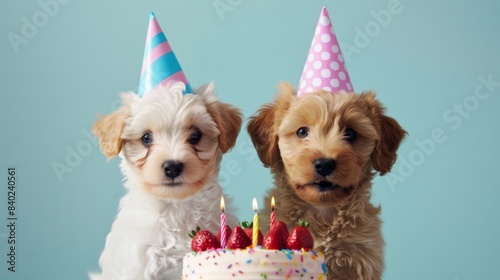 The Puppies and Birthday Cake photo
