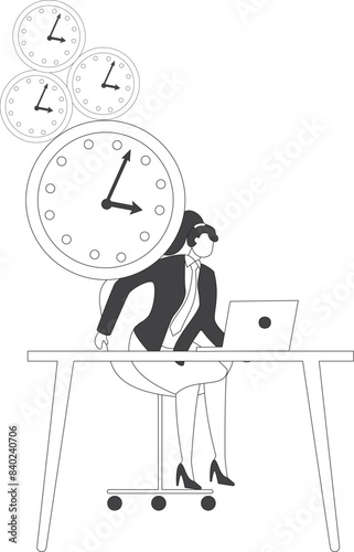 Businesswoman Time pressure, Businesswoman under the big clock