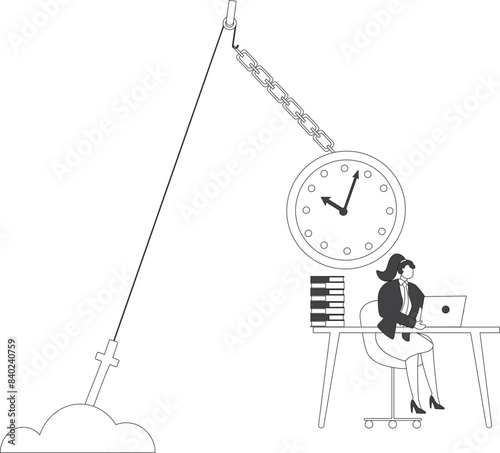 Deadline Businesswoman, Businesswoman under the big clock