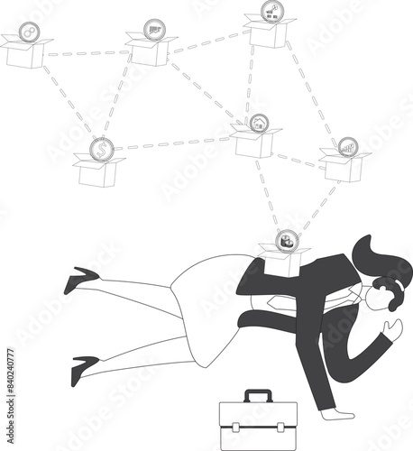 Economic Crisis Businesswoman, Businesswoman under the box