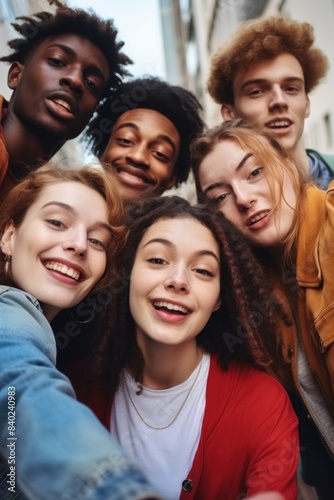 Group of friends posing for a photo, great for social media and personal use