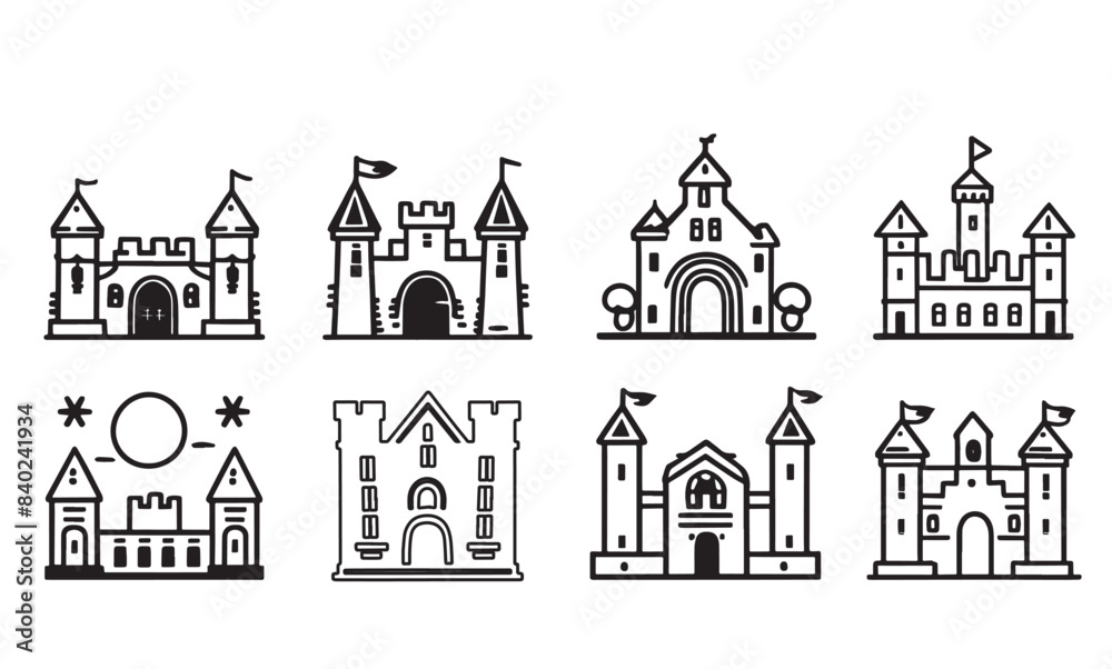 Vector medieval castles icon set Vector medieval castles icon set
