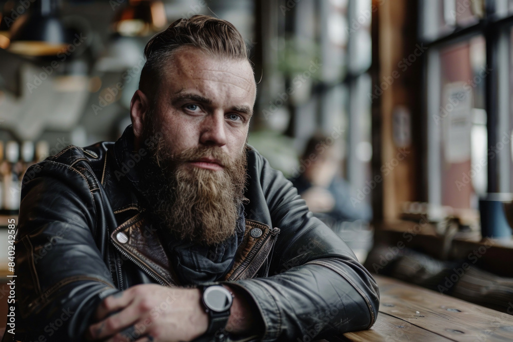 Obraz premium Modern Viking Man With Beard, Modern days Viking, A way of life, call of the wild, A new kind of beauty.