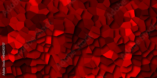 Abstract black and red broken stained glass background design with line. geometric pattern with 3d shapes vector Illustration. Red broken wall paper in decoration.	