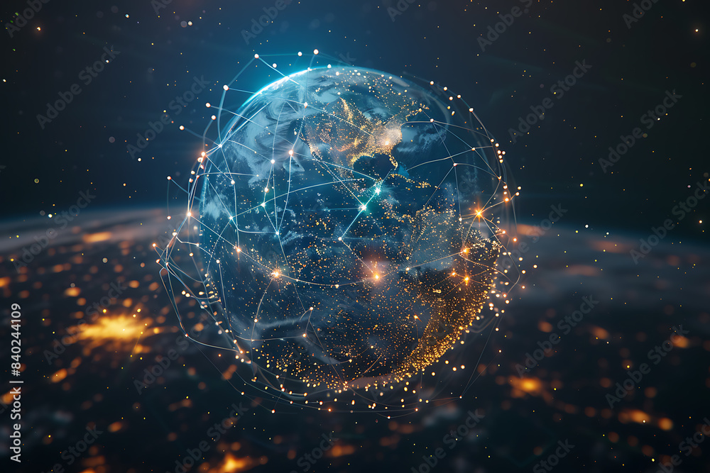 An abstract holographic planet Earth with numerous connection points symbolizing the vastness of social networks and global connectivity. An abstract holographic planet Earth with numerous connection points symbolizing the vastness of social networks and global connectivity.