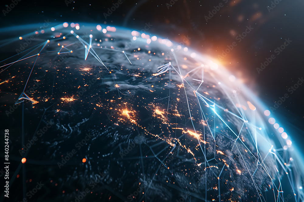 An abstract holographic planet Earth with numerous connection points symbolizing the vastness of social networks and global connectivity. An abstract holographic planet Earth with numerous connection points symbolizing the vastness of social networks and global connectivity.