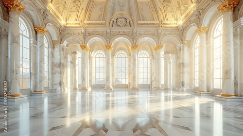 An elegant marble podium in a grand museum-like environment  featuring classical architecture and soft  ambient light  centered with plenty of copy space.