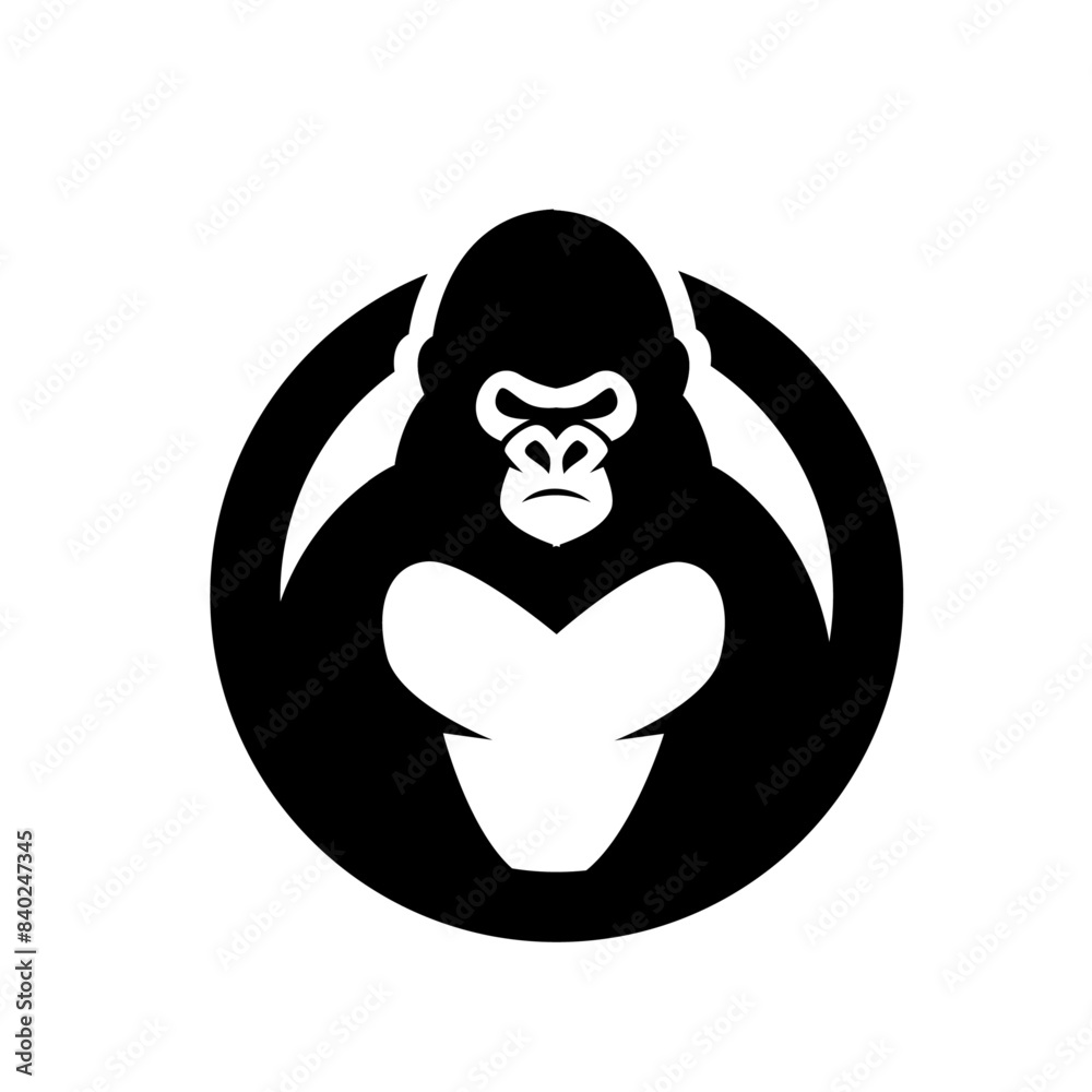 Obraz premium Gorilla line art, Vector illustration logo icon
