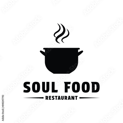 Soul food pot logo design vintage retro