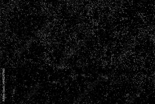 Distress overlay texture. White pattern on black background. Abstract surface dust and noise. Water realistic texture. Vector illustration, EPS 10.