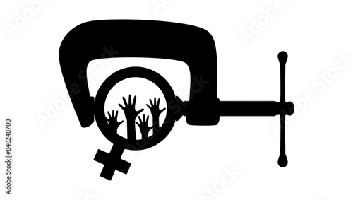 women rights violations, black isolated silhouette