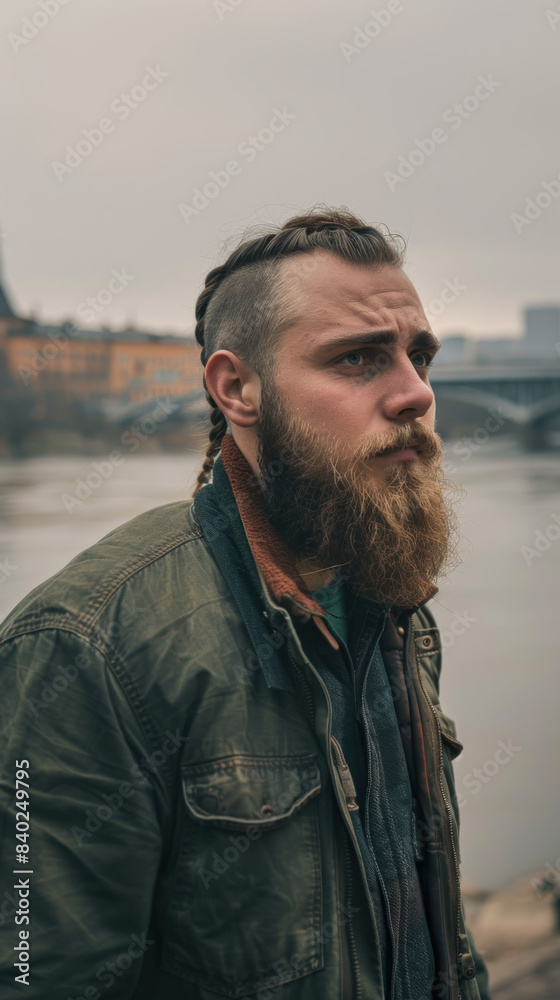 Viking Man with Braided Beard., Modern days Viking, A way of life, call of the wild, A new kind of beauty. Viking Man with Braided Beard., Modern days Viking, A way of life, call of the wild, A new kind of beauty.