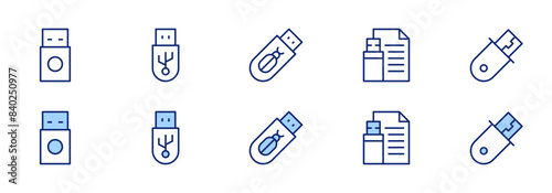 Usb flash drive icons. Duotone style. Line style. Editable stroke. Vector illustration, usb, usbdrive, flashdisk, flashdrive, pendrive, usbflashdrive, drive. photo