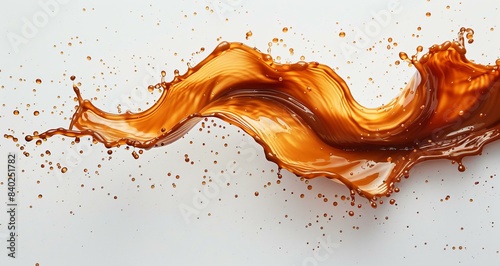 A close up of a splashing cup of coffee with a white background. photo