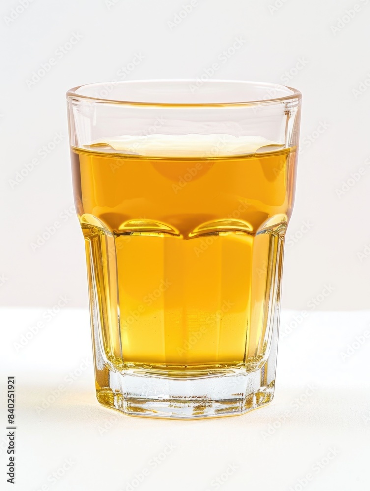 A clear glass filled with transparent liquid sits on a flat surface, perfect for still life photography or as a background element A clear glass filled with transparent liquid sits on a flat surface, perfect for still life photography or as a background element