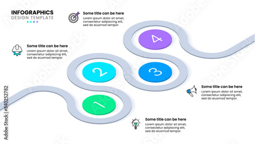 Infographic template. Isometric zigzag line with 4 steps