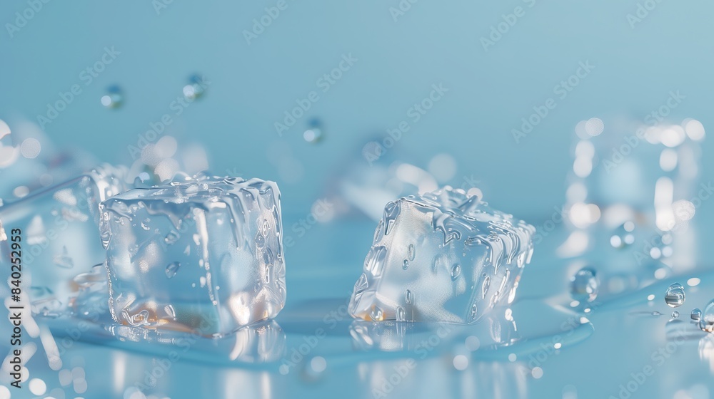 A Cooling Treat for Summer: Close-up of Glistening Ice Cubes, Perfect for Beverage Shop Ads and Refreshing Science Articles A Cooling Treat for Summer: Close-up of Glistening Ice Cubes, Perfect for Beverage Shop Ads and Refreshing Science Articles