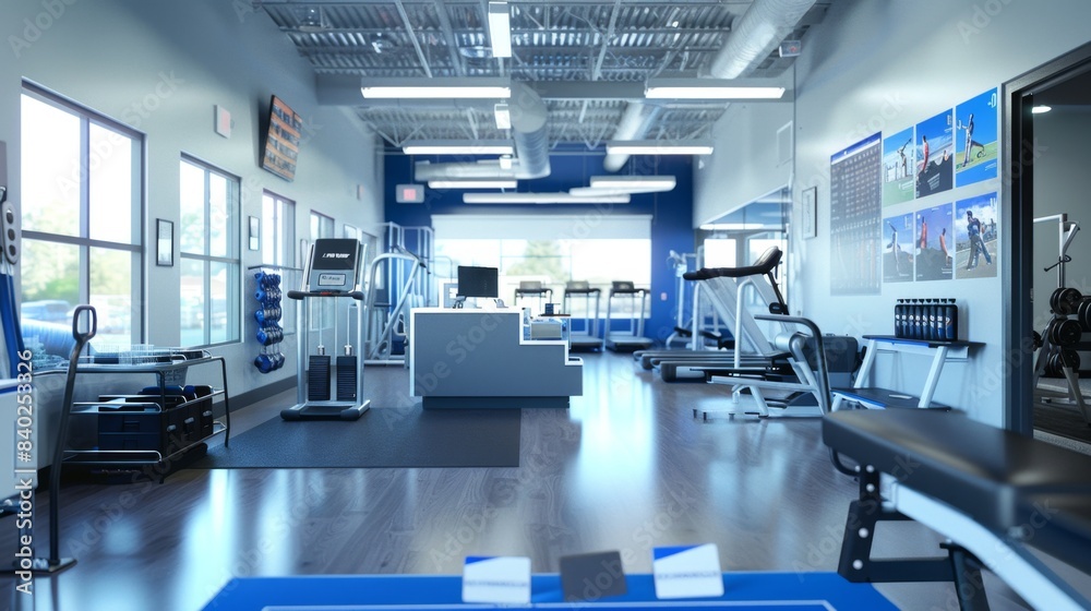 Elite Athletic Training Center Professional Equipment and Motivational Environment with Business Cards on Reception Desk Elite Athletic Training Center Professional Equipment and Motivational Environment with Business Cards on Reception Desk
