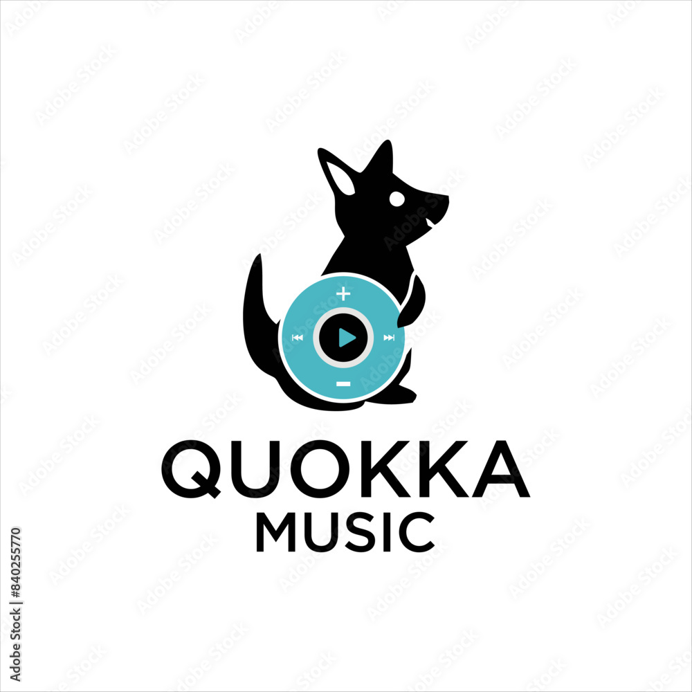 abstract quokka with music play button symbol, quokka music player app abstract quokka with music play button symbol, quokka music player app