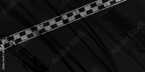 F1 start and finish line asphalt racing background, Formular car background concept. top view.