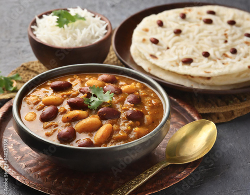 Kidney bean curry or rajma or rajmah chawal and rice roti