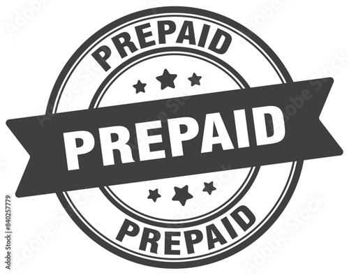 prepaid stamp. prepaid label on transparent background. round sign