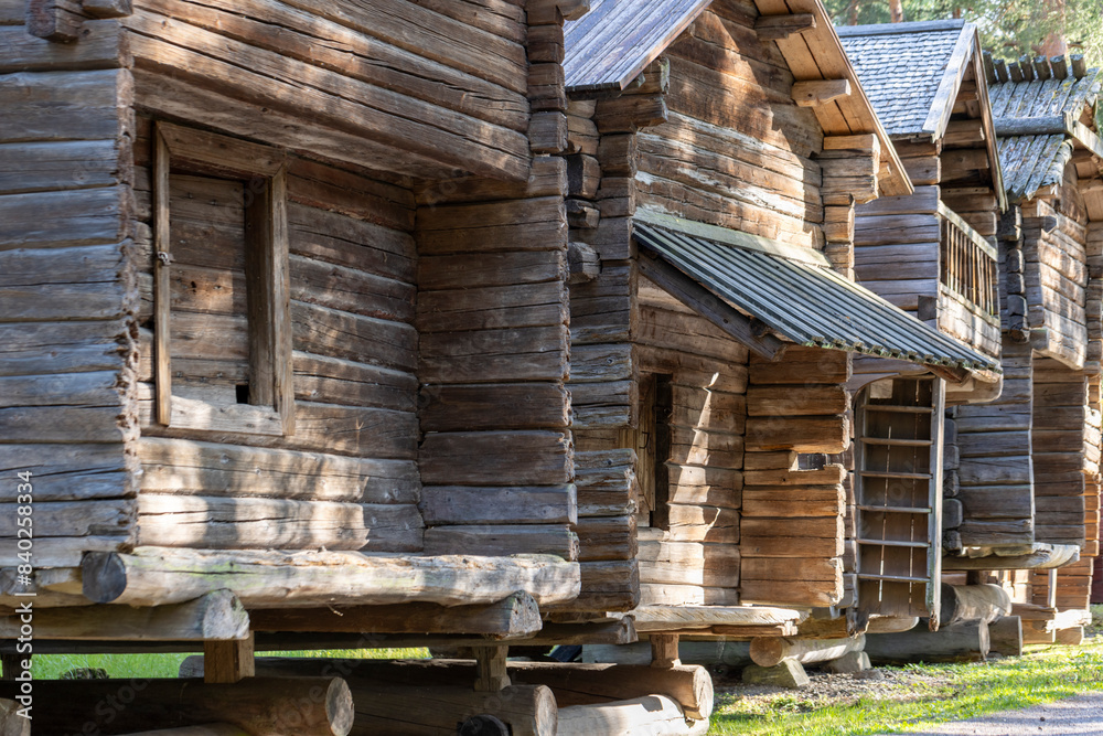 Ancient wooden cabins in Suomenlinna (Finland)