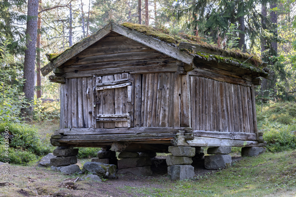 Ancient wooden cabins in Suomenlinna (Finland)