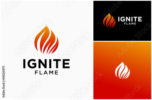 Fire Flame Burn Blaze Ignite Heat Hot Fiery Flaming Abstract Modern Vector Logo Design Illustration © sore.studios