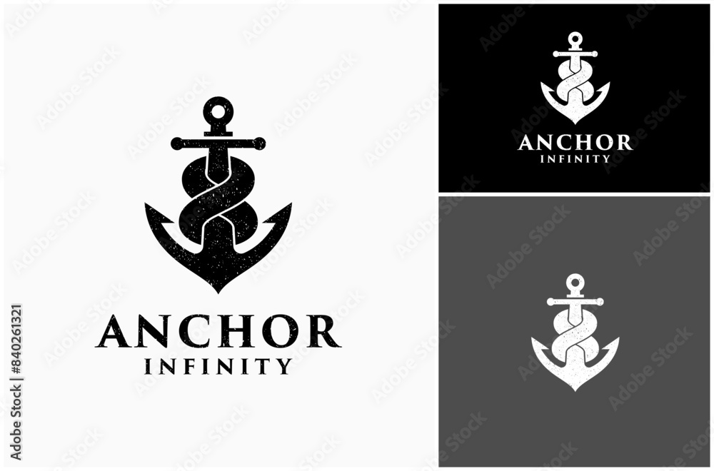 Anchor Nautical Naval Ship Vessel Yacht Infinity Infinite Vector Logo Design Illustration Anchor Nautical Naval Ship Vessel Yacht Infinity Infinite Vector Logo Design Illustration