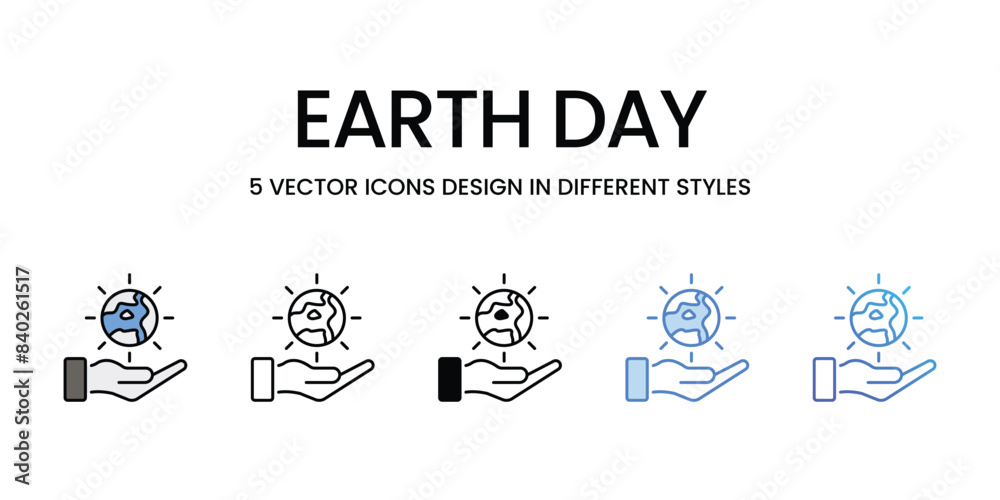 Fototapeta premium Earth Day icons vector set stock illustration.