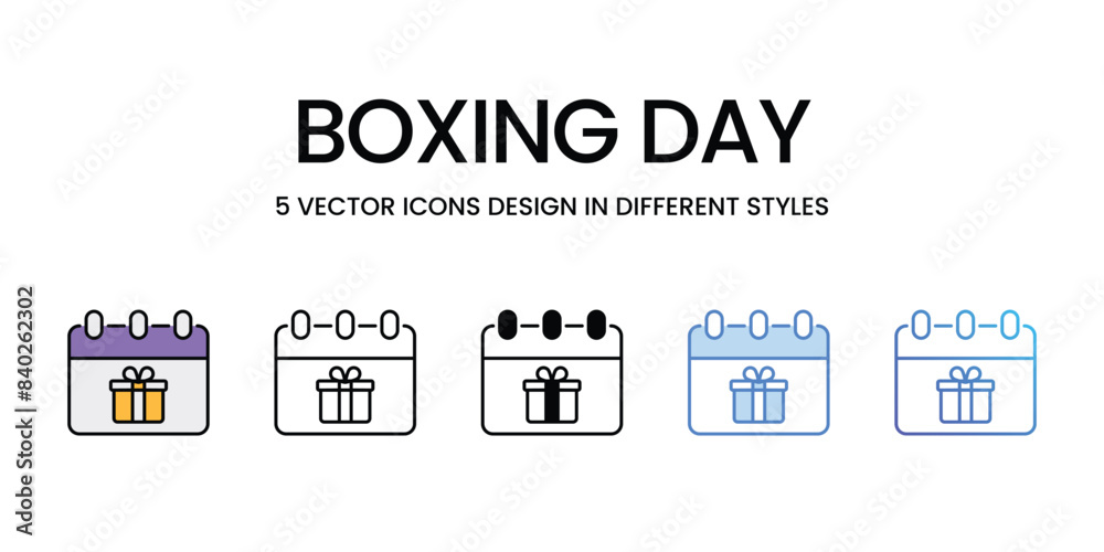 Boxing Day icons vector set stock illustration.