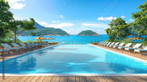 Tranquil Infinity Pool Overlooking Coastal Paradise