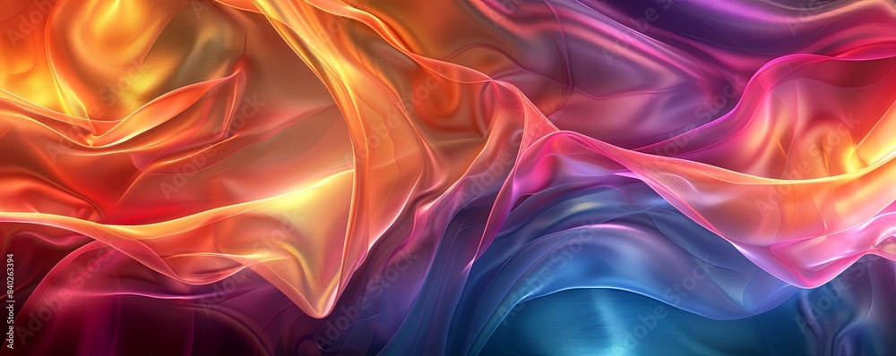 Naklejka premium Abstract colorful Metallic Wavy Background. Generative AI