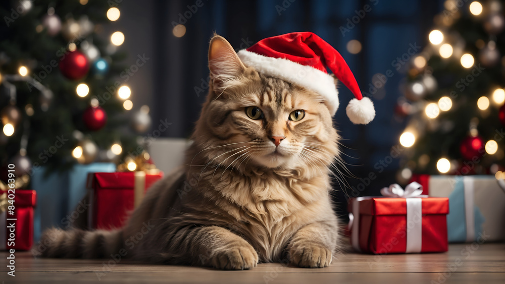 cat in christmas hat cat in christmas hat