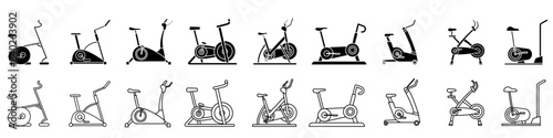 Exercise Bike icon vector set. Training apparatus illustration sign. Gym symbol or logo.