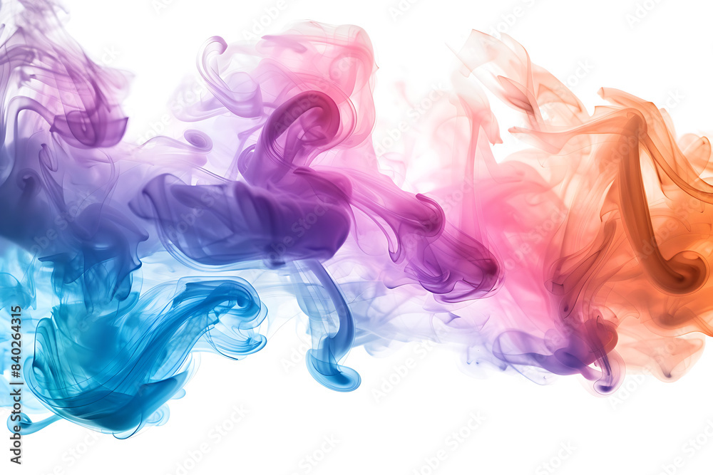A mesmerizing display of colored smoke swirling gracefully against a pristine white background, creating a captivating visual effect. A mesmerizing display of colored smoke swirling gracefully against a pristine white background, creating a captivating visual effect.