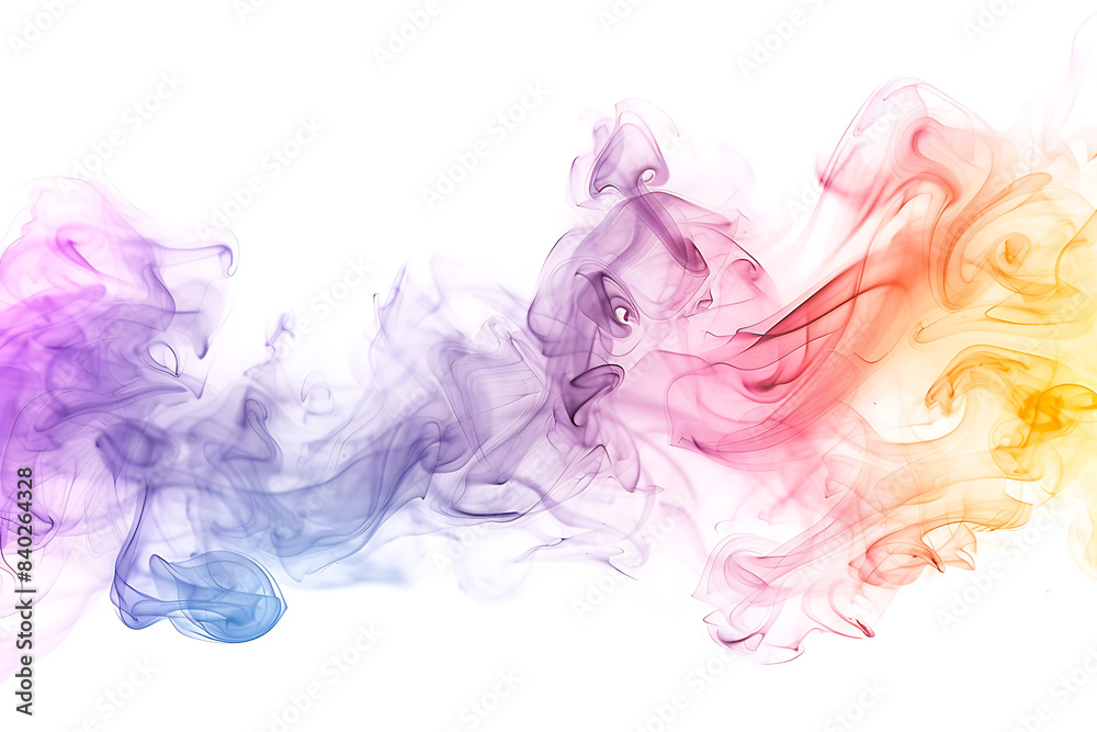 A mesmerizing display of colored smoke swirling gracefully against a pristine white background, creating a captivating visual effect. A mesmerizing display of colored smoke swirling gracefully against a pristine white background, creating a captivating visual effect.