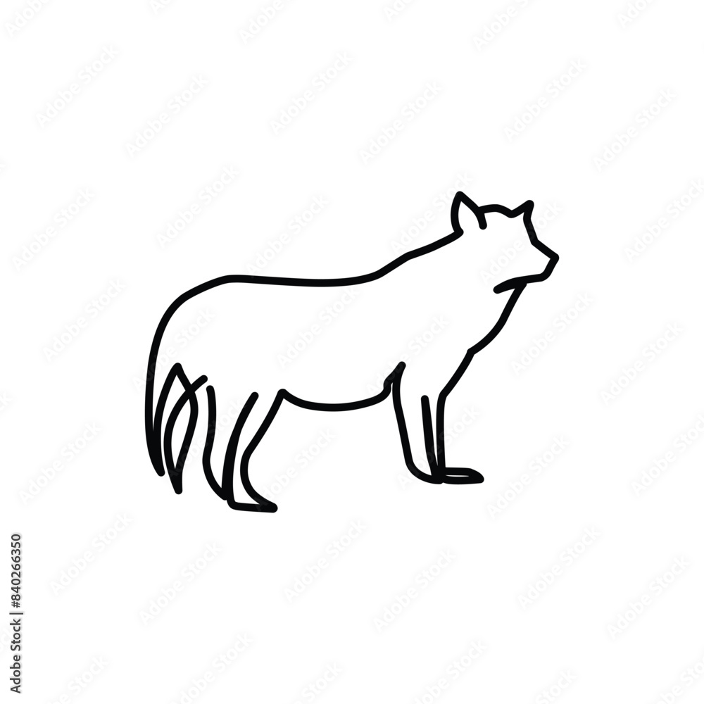 Continuous line drawing. Wolf howling Line Art Silhouette. Vector illustration Continuous line drawing. Wolf howling Line Art Silhouette. Vector illustration
