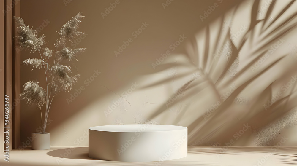 Minimal backgroundpodium and brown background for product presentation 3d ing illustration Minimal backgroundpodium and brown background for product presentation 3d ing illustration