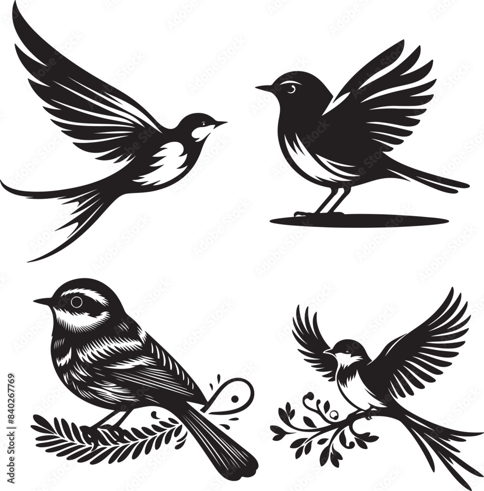 Collection of bird silhouette