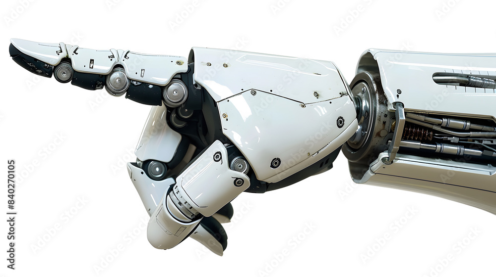 Robot hand pointing index finger, showing gesture, isolated on transparency background. technology of artificial intelligence , PNG cut out Robot hand pointing index finger, showing gesture, isolated on transparency background. technology of artificial intelligence , PNG cut out