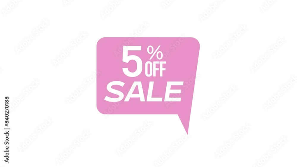 Pink sale 5% 0ff  animation banner, Simple animation label banner promotion sale	