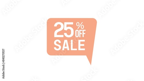 sale tag set, Pink sale 25 % 0ff animation banner, Simple animation label banner promotion sale, 25% sale label animated	 photo