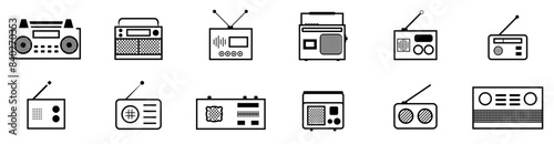 Radio icon Collection. modern radio set. fm linear radios. vector illustration concept.