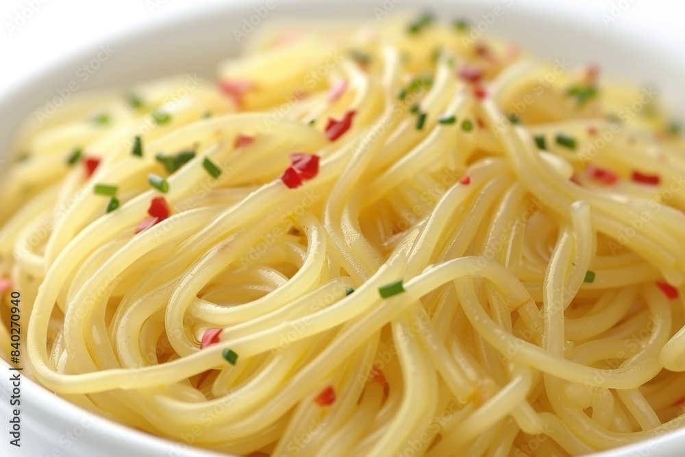 Fresh pasta with olive oil and herbs, showcasing the rich flavors and simple ingredients, perfect for food photography and Italian cuisine enthusiasts