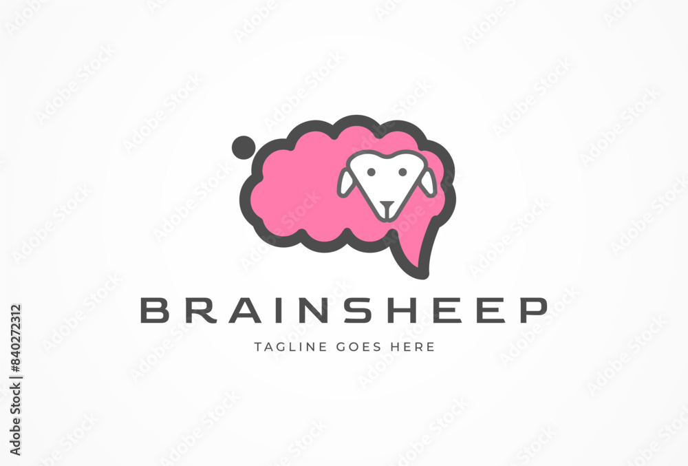 Brain Logo, brain with sheep combination, brain design logo template, vector illustration Brain Logo, brain with sheep combination, brain design logo template, vector illustration